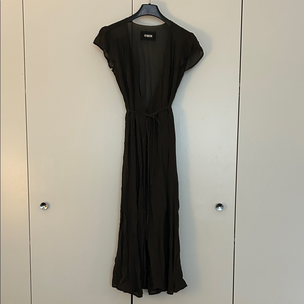 Reformation Elegant Forest Green Maxi Wrap Dress